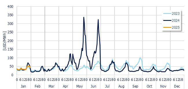 Energy Component of the National Interconnected System - Hourly average per month