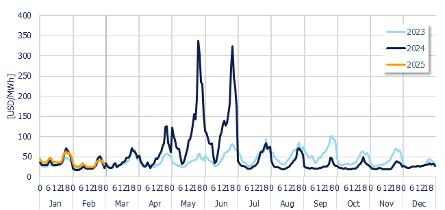 Energy Component of the National Interconnected System - Hourly average per month